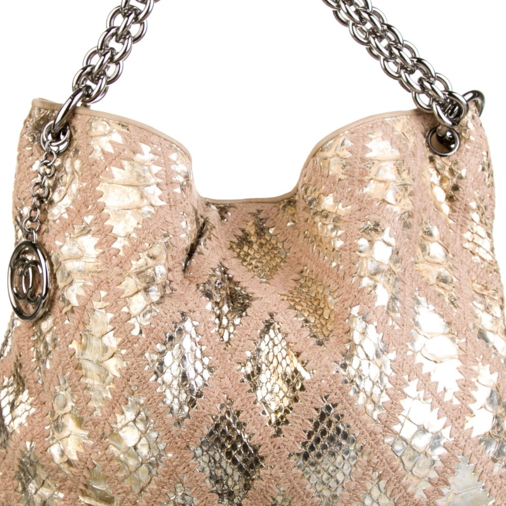 Chanel python silver, gold and beige